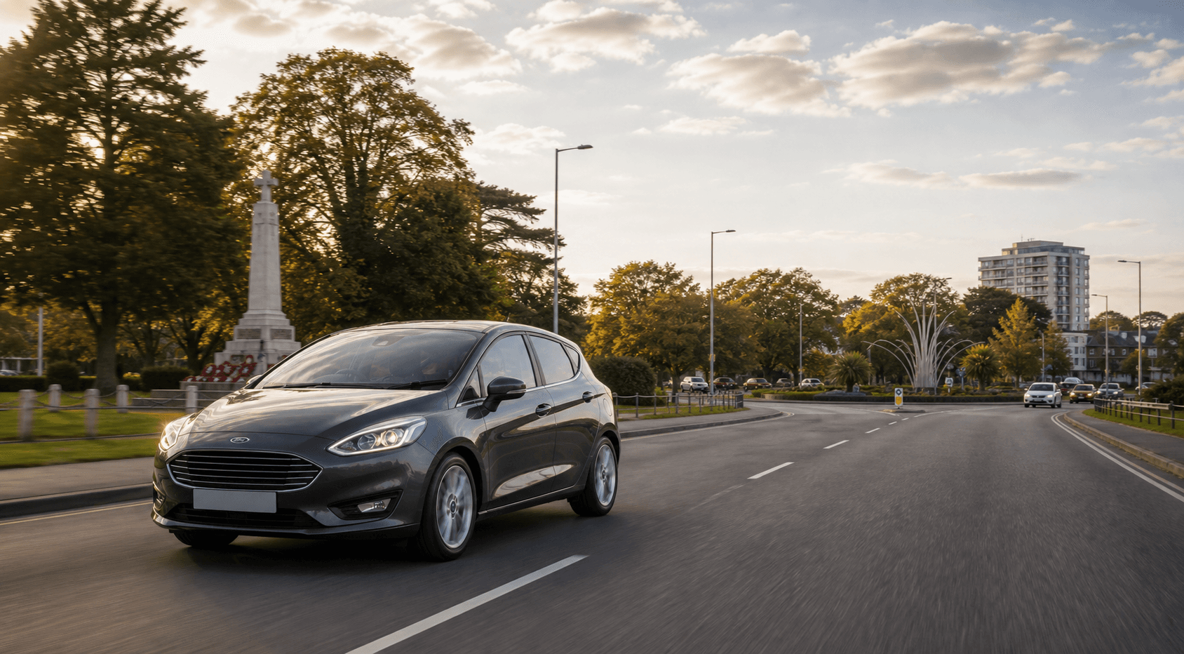Compact hire car ready for practical travel around Poole